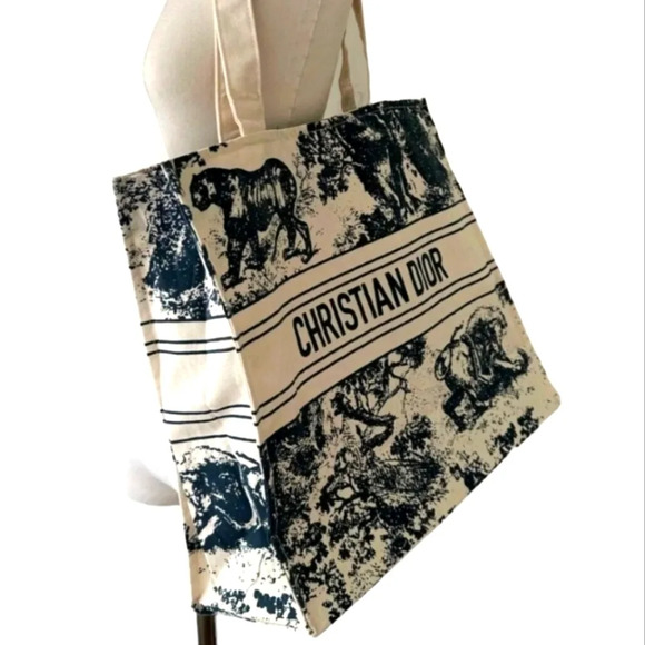 NWT Christian Dior Wardujuy Large Canvas Printed Tote Bag 100% Authentic - Picture 1 of 8